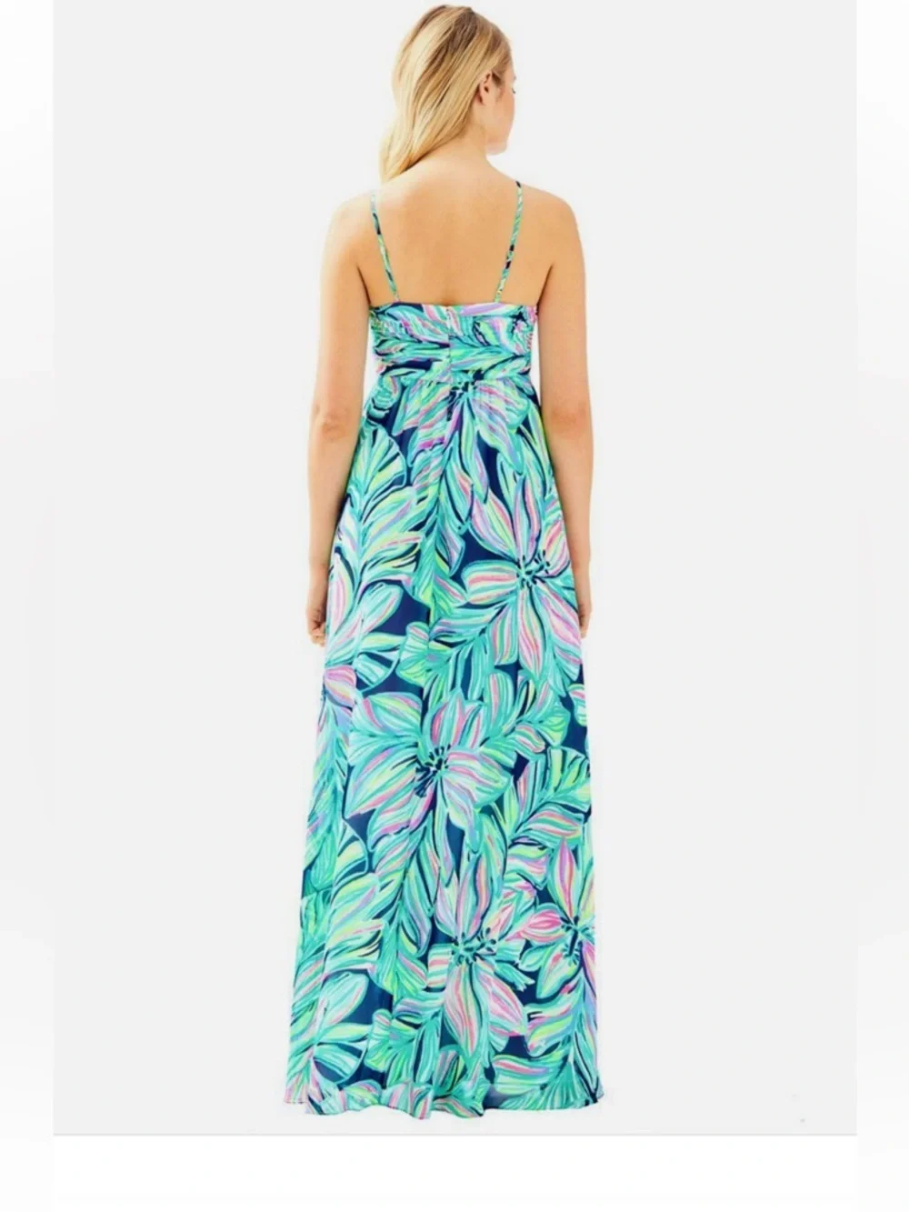 Lilly Pulitzer Lannette Maxi Dress in Aqua, Mint, Navy & Pink - Picture 4 of 7